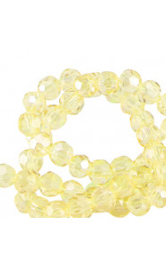 Faceted glass beads 4mm round Yellow flash-pearl shine coating